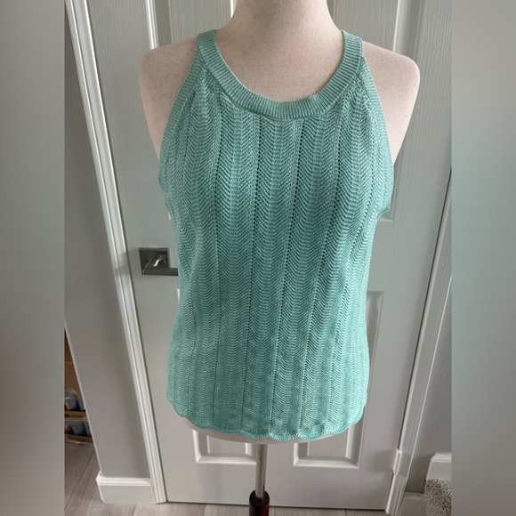 WHBM | Mint Green with silver sparkle Sleeveless Knit Top | L | Very Good Cond - Picture 2 of 8